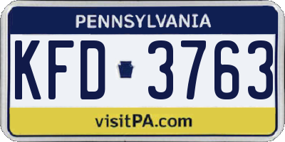 PA license plate KFD3763