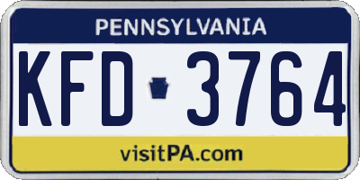PA license plate KFD3764
