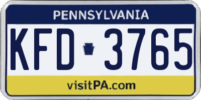 PA license plate KFD3765