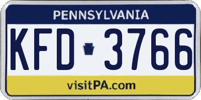 PA license plate KFD3766