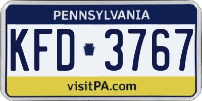 PA license plate KFD3767