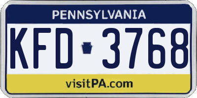 PA license plate KFD3768