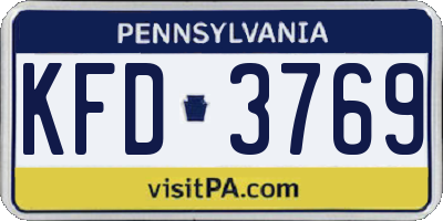 PA license plate KFD3769