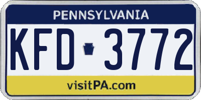 PA license plate KFD3772
