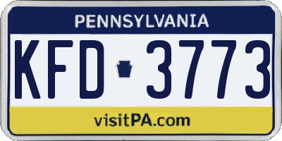 PA license plate KFD3773