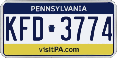 PA license plate KFD3774