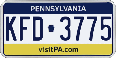 PA license plate KFD3775