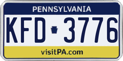 PA license plate KFD3776