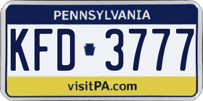 PA license plate KFD3777