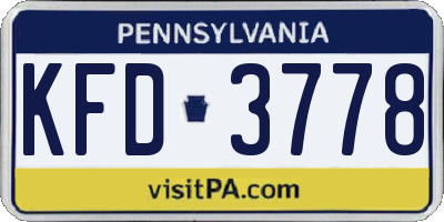 PA license plate KFD3778