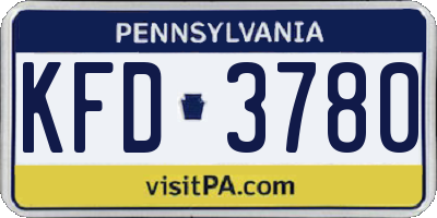 PA license plate KFD3780