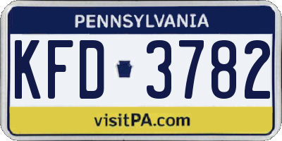 PA license plate KFD3782