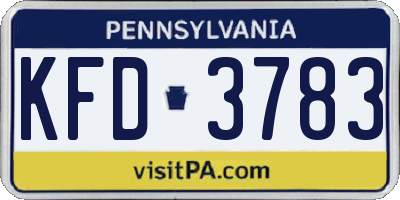 PA license plate KFD3783