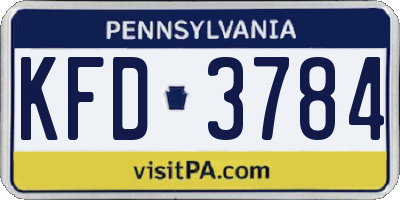 PA license plate KFD3784