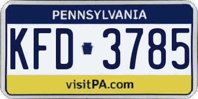 PA license plate KFD3785