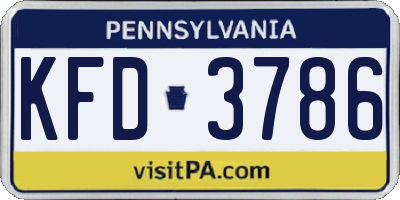 PA license plate KFD3786