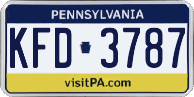PA license plate KFD3787