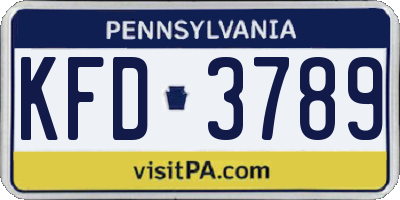 PA license plate KFD3789