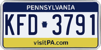 PA license plate KFD3791