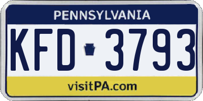 PA license plate KFD3793