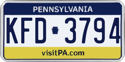 PA license plate KFD3794