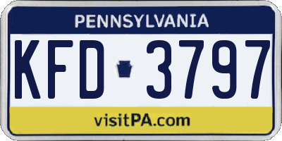 PA license plate KFD3797