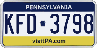 PA license plate KFD3798