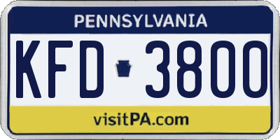 PA license plate KFD3800