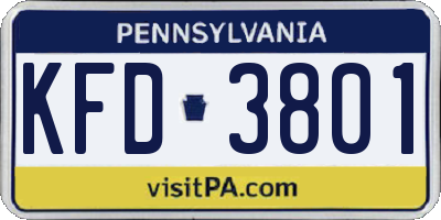 PA license plate KFD3801