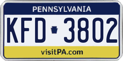 PA license plate KFD3802