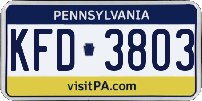 PA license plate KFD3803
