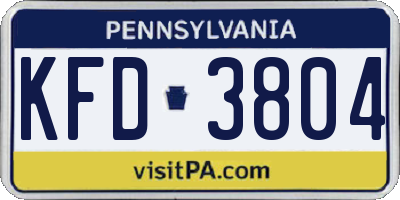 PA license plate KFD3804