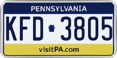 PA license plate KFD3805