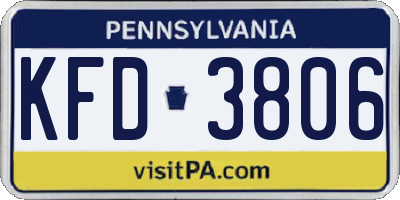 PA license plate KFD3806