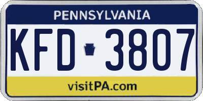 PA license plate KFD3807