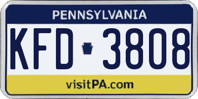 PA license plate KFD3808