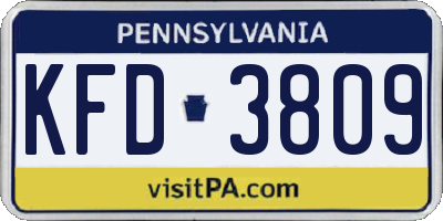PA license plate KFD3809