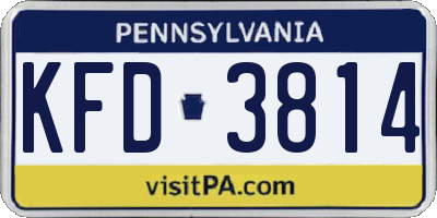 PA license plate KFD3814