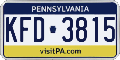 PA license plate KFD3815