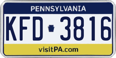 PA license plate KFD3816