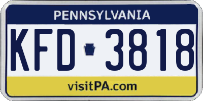 PA license plate KFD3818
