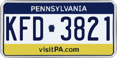 PA license plate KFD3821