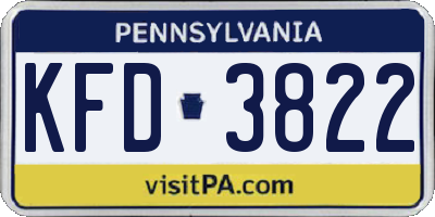 PA license plate KFD3822