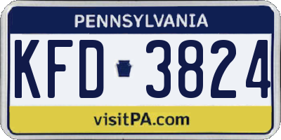 PA license plate KFD3824