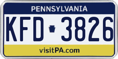PA license plate KFD3826