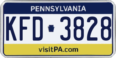 PA license plate KFD3828