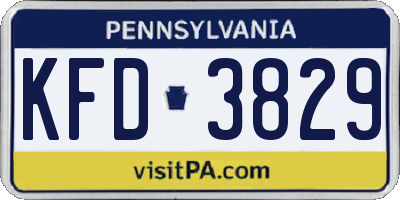 PA license plate KFD3829