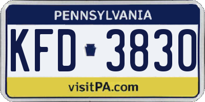 PA license plate KFD3830