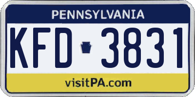 PA license plate KFD3831