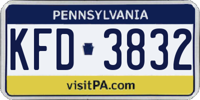 PA license plate KFD3832